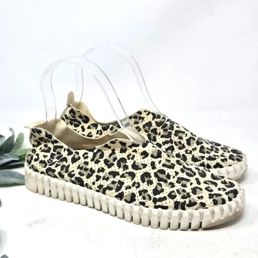 ILSE JACOBSEN Leopard Print‎ Tulip Slip On Sneakers Size 36